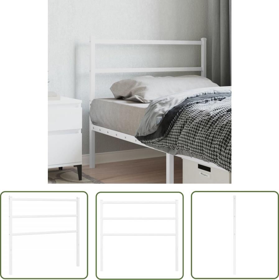 The Living Store Hoofdbord Metaal 105 x 90 cm Gepoedercoat Staal Hoofdbord Hoofdbed Metalen Hoofdbord Witte Hoofdbord Slaapkamers