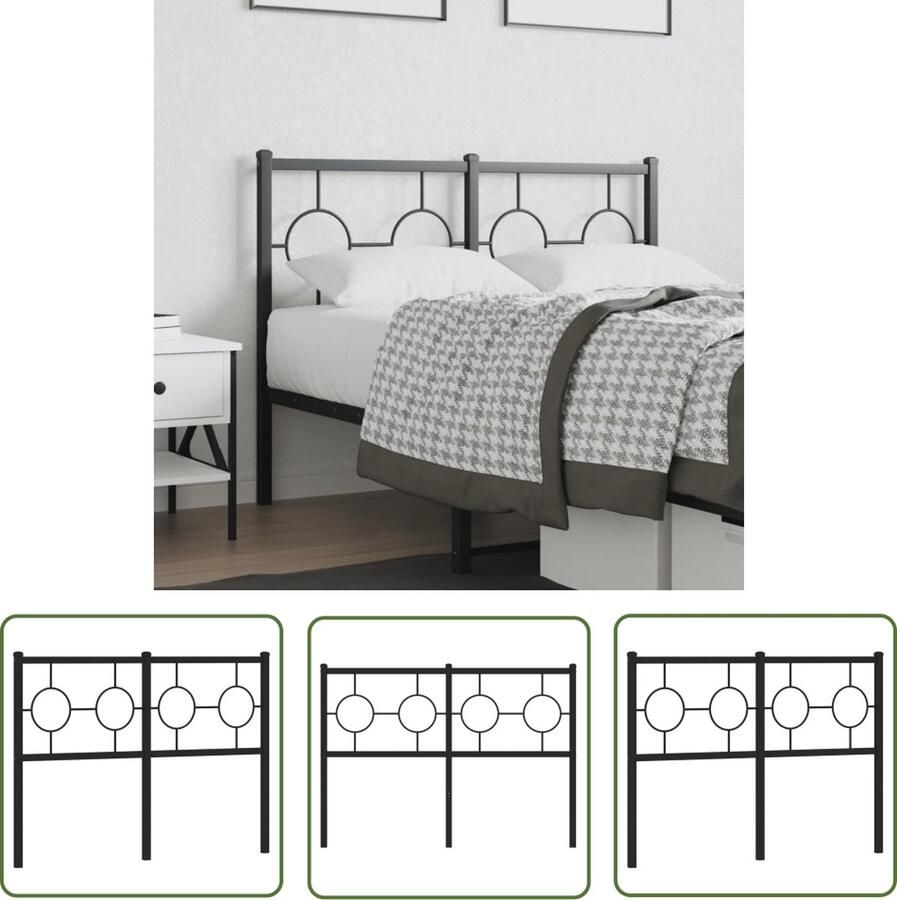 The Living Store Hoofdbord Zwart Vierkante Buizen 125 x 91 cm Gepoedercoat Staal Hoofdbord Hoofdbed Zwarte Hoofdbord Metalen Hoofdbord 120 Cm