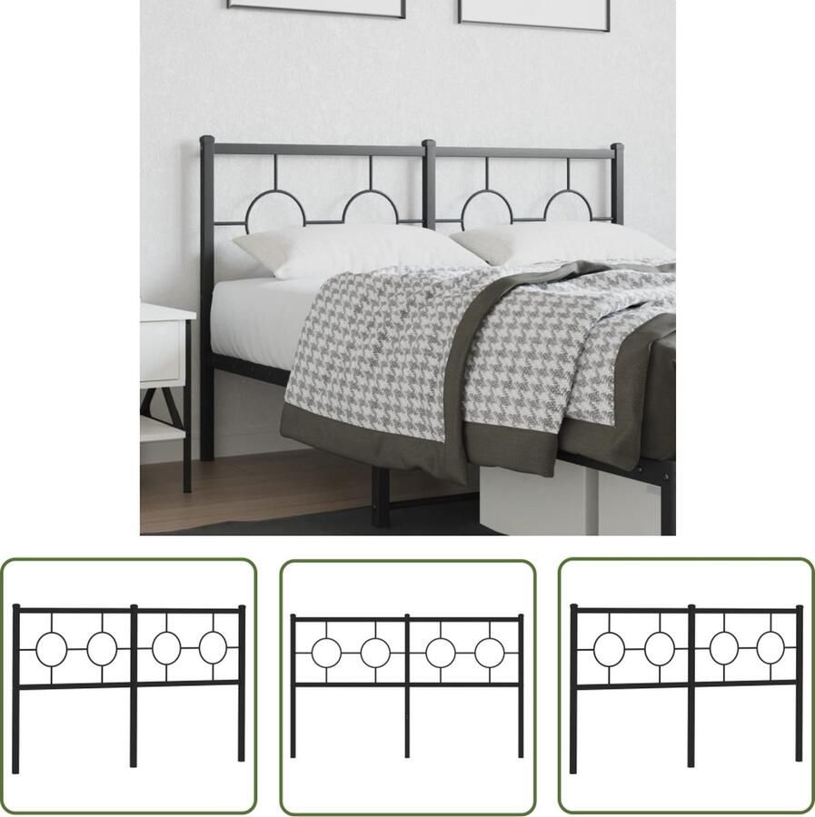 The Living Store Hoofdbord Zwart Staal 142 x 91 cm Robuuste Metalen Constructie Hoofdbord Hoofdbed Hoofddekking Slaapcomfort Beddecoratie