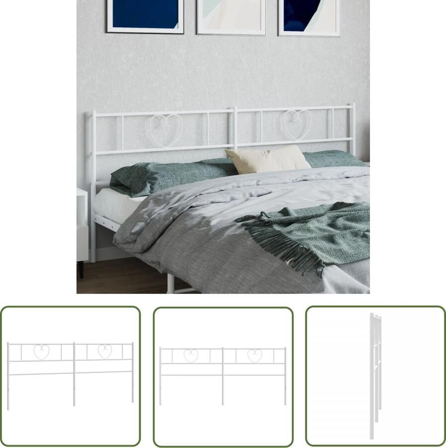 The Living Store Hoofdbord Metalen Constructie Stevige Poten Comfortabele Ondersteuning Wit 187x3x90 cm Hoofdbord Hoofdbed Beddecoratie Metalen Hoofdbord Wit Hoofdbord