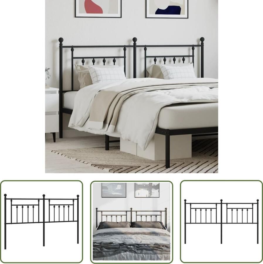 The Living Store Hoofdbord Metalen Hoofdbord 187x97 cm Robuuste constructie Hoofdbord Hoofdbed Metalen Hoofdbord Zwarte Hoofdbord Slaapkamersdecoratie