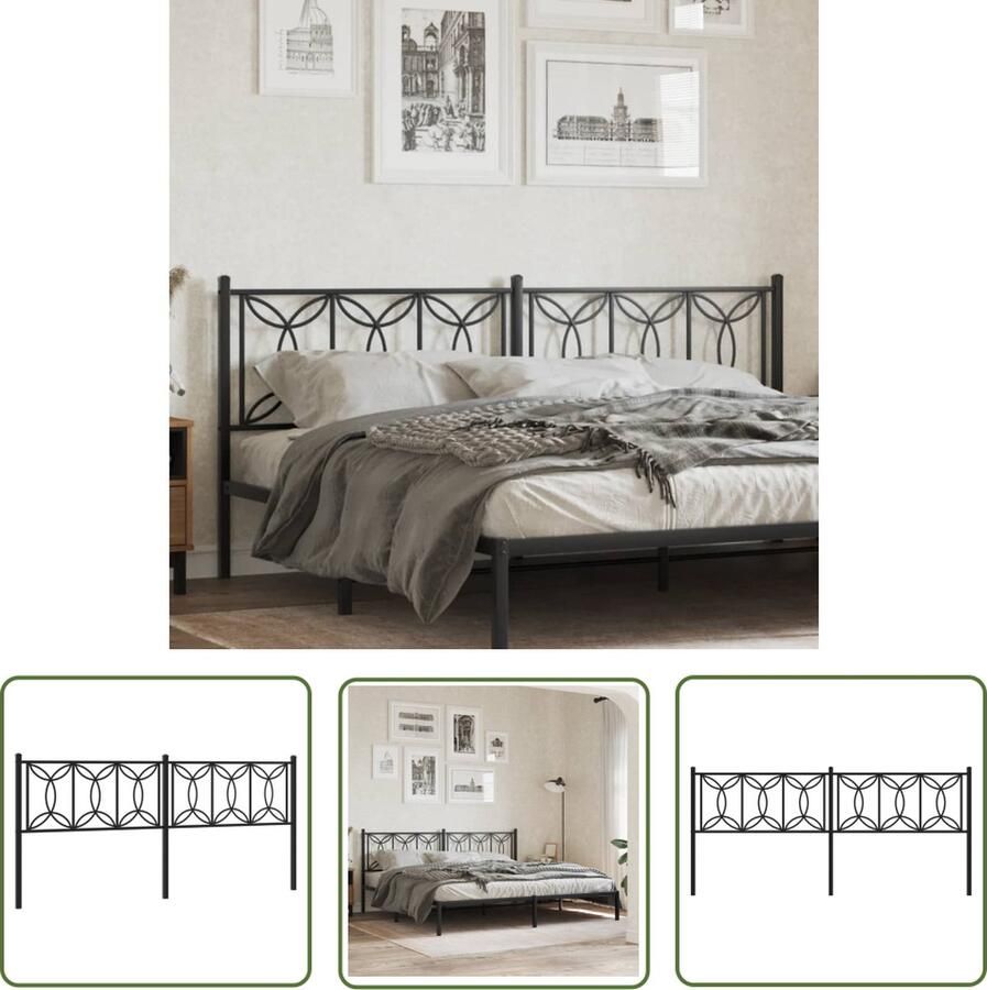 The Living Store Hoofdbord Bed 206 x 90 cm Staal Stevige en stabiele poten voor comfortabele ondersteuning Kleur- zwart Hoofdbord Hoofdbed Beddecoratie Metalen Hoofdbord Zwarte Hoofdbord