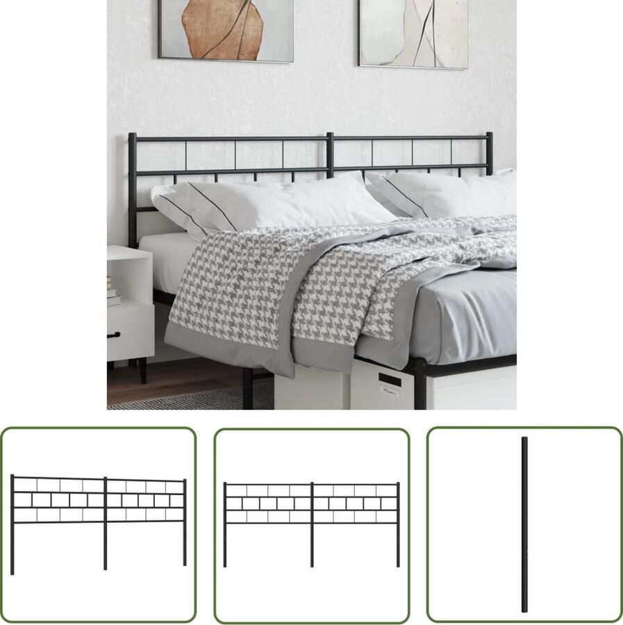 The Living Store Hoofdbord Staal 206 x 90 cm Zwart Hoofdbord Hoofdbed Metalen Hoofdbord Zwart Hoofdbord Hoofdkussen