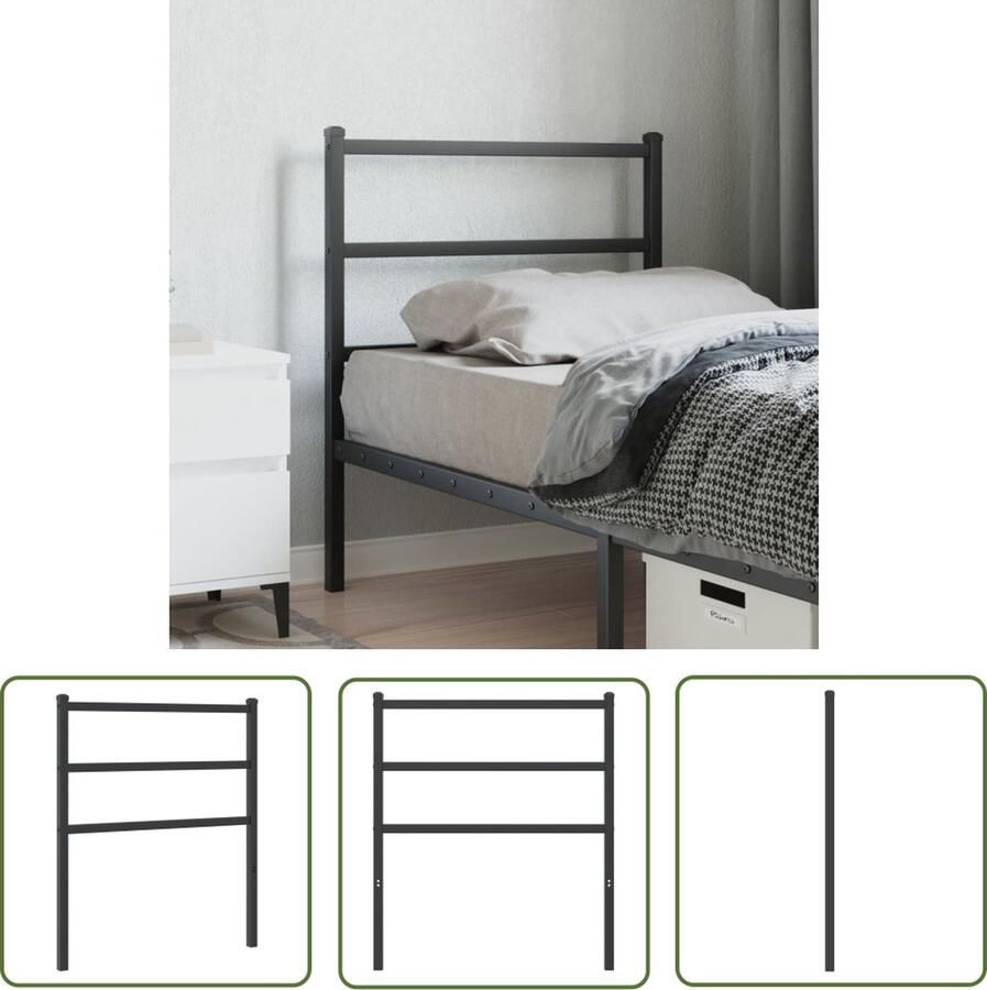 The Living Store Hoofdbord Metalen 80 x 3 x 91 cm Zwart- Robuuste metalen constructie Hoofdbord Hoofdbed Metalen Hoofdbord Zwarte Hoofdbord Slaapkamersdecoratie