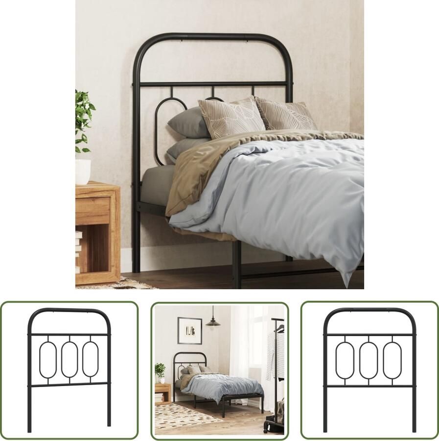 The Living Store Hoofdbord Staal 80 x 3 x 100 cm Zwart Hoofdbord Hoofdbed Staal Hoofdbord Zwarte Hoofdbord 75 Cm