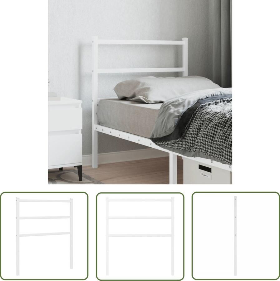 The Living Store Hoofdbord Trendy Wit Staal 85 x 3 x 90 cm Robuuste Metalen Constructie Hoofdbord Hoofdbed Metalen Hoofdbord Witte Hoofdbord Slaapkamersdecoratie