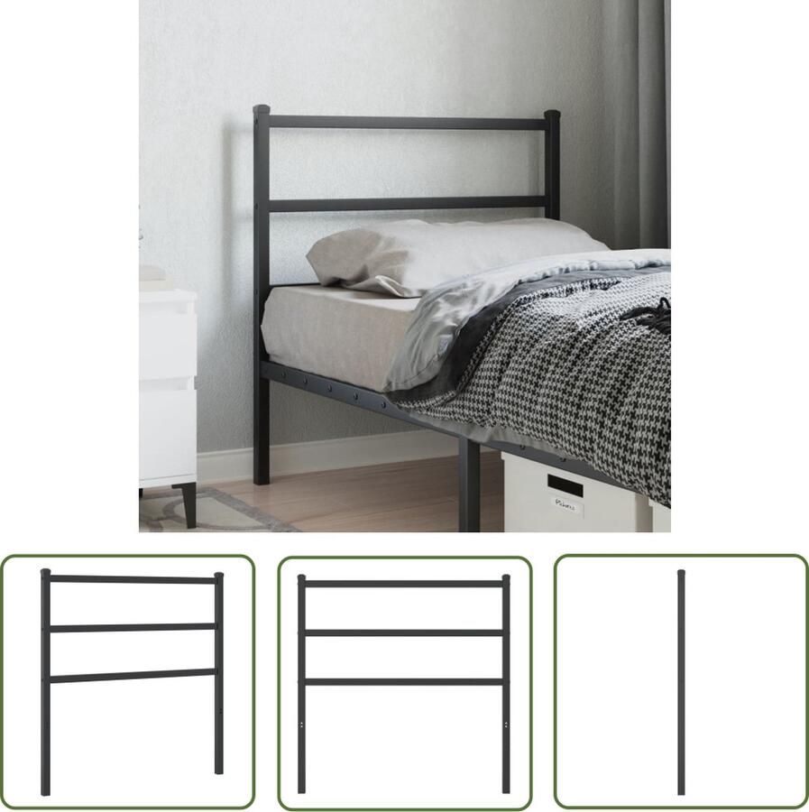 The Living Store Hoofdbord Bedaccessoire 95 x 3 x 90 cm Gepoedercoat Staal Hoofdbord Hoofdbed Beddecoratie Zwarte Hoofdbord Metalen Hoofdbord