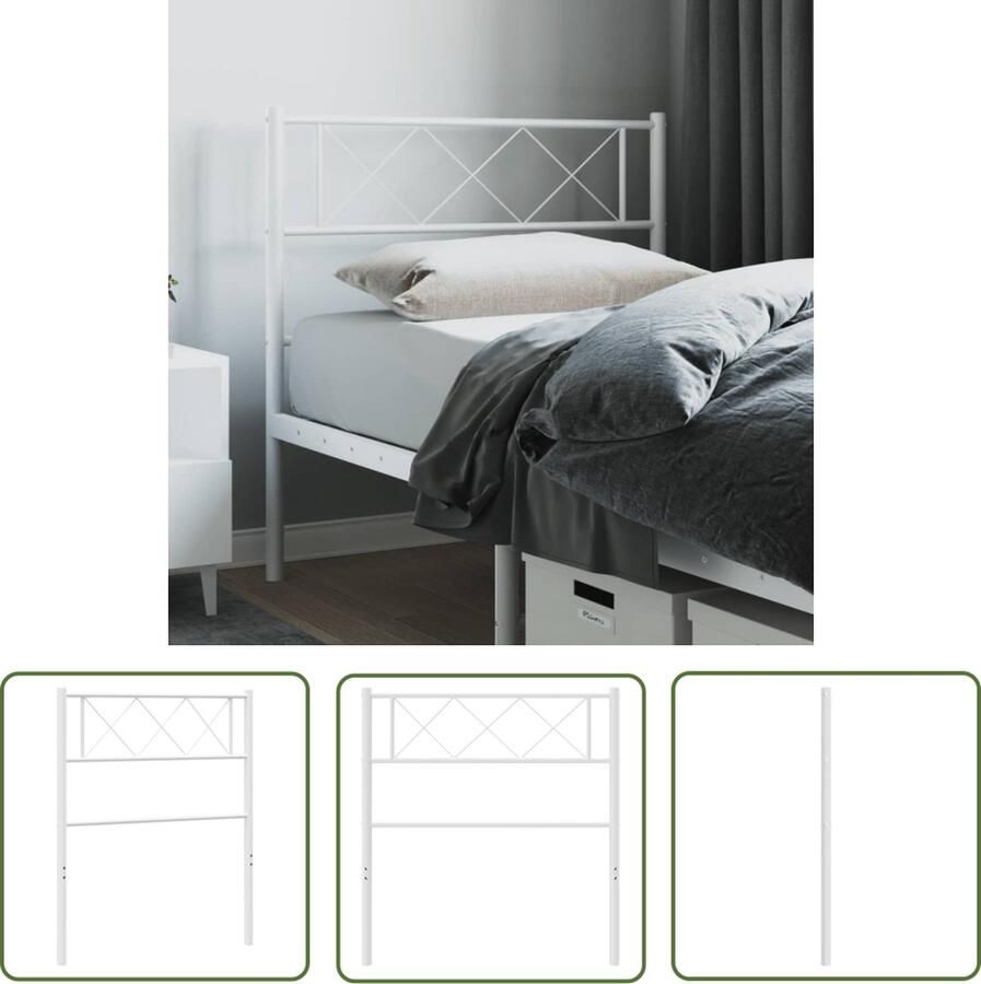 The Living Store Hoofdbord Metalen 112 x 3 x 90 cm Wit Hoofdbord Hoofdbekleding Beddecoratie Metalen Hoofdbord Wit Hoofdbord