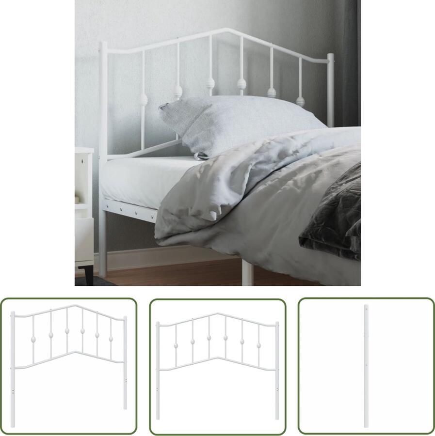The Living Store Hoofdbord Wit Staal 112x3x90 cm Robuuste metalen constructie Hoofdbord Hoofdbekleding Beddecoratie Slaapkamerstijl Houten Hoofdbord - Foto 2