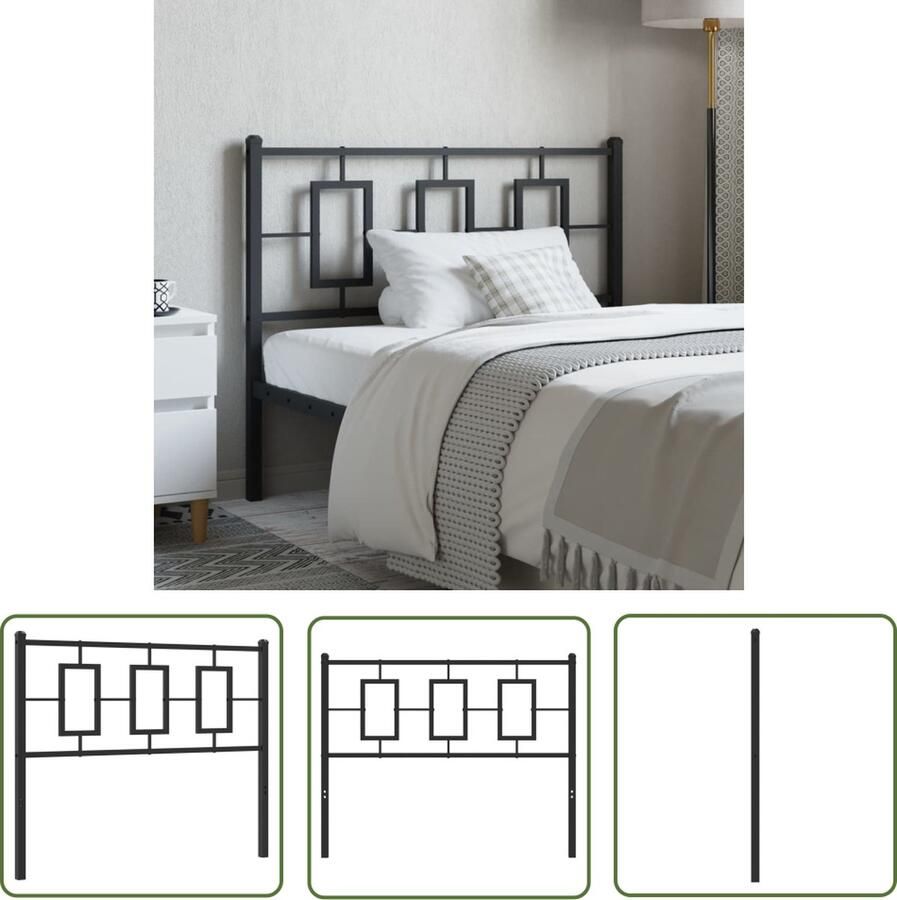 The Living Store Hoofdbord Staal 112 x 3 x 91 cm Robuuste metalen constructie Hoofdbord Hoofdbekleding Beddecoratie Metalen Hoofdbord Zwarte Hoofdbord
