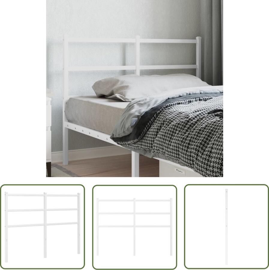 The Living Store Hoofdbord Staal 125x90 cm Wit Robuuste metalen constructie comfortabele ondersteuning Montage vereist Hoofdbord Hoofdbekleding Beddecoratie Staal Hoofdbord Wit Hoofdbord