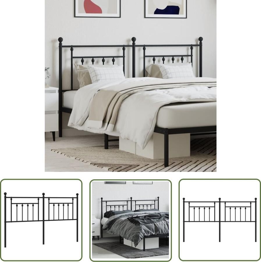 The Living Store Hoofdbord Robuust Metalen Hoofdbord 166 x 90 cm Zwart Staal Hoofdbord Hoofdbekleding Beddecoratie Metalen Hoofdbord Zwart Hoofdbord