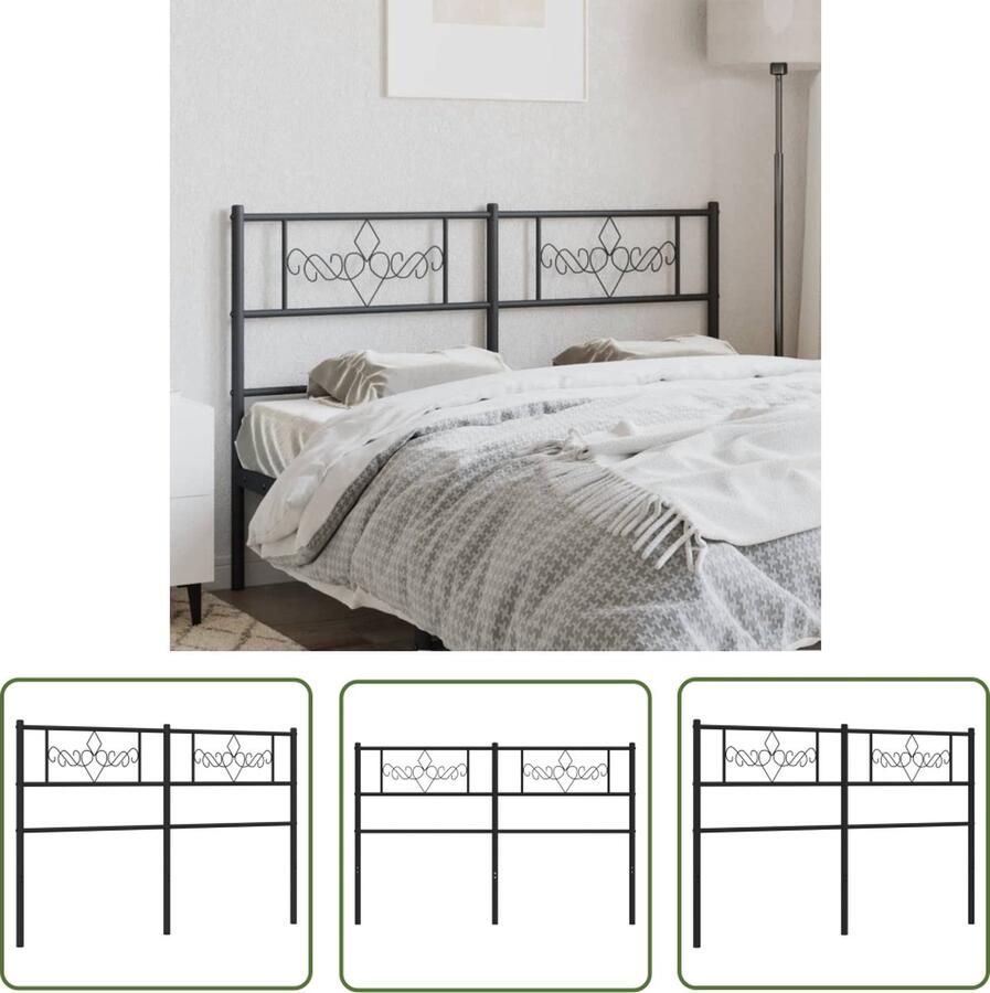 The Living Store Hoofdbord Metaal 166 x 3 x 90 cm Zwart Hoofdbord Hoofdbekleding Beddecoratie Slaapkamervloerisolatie Houten Hoofdbord