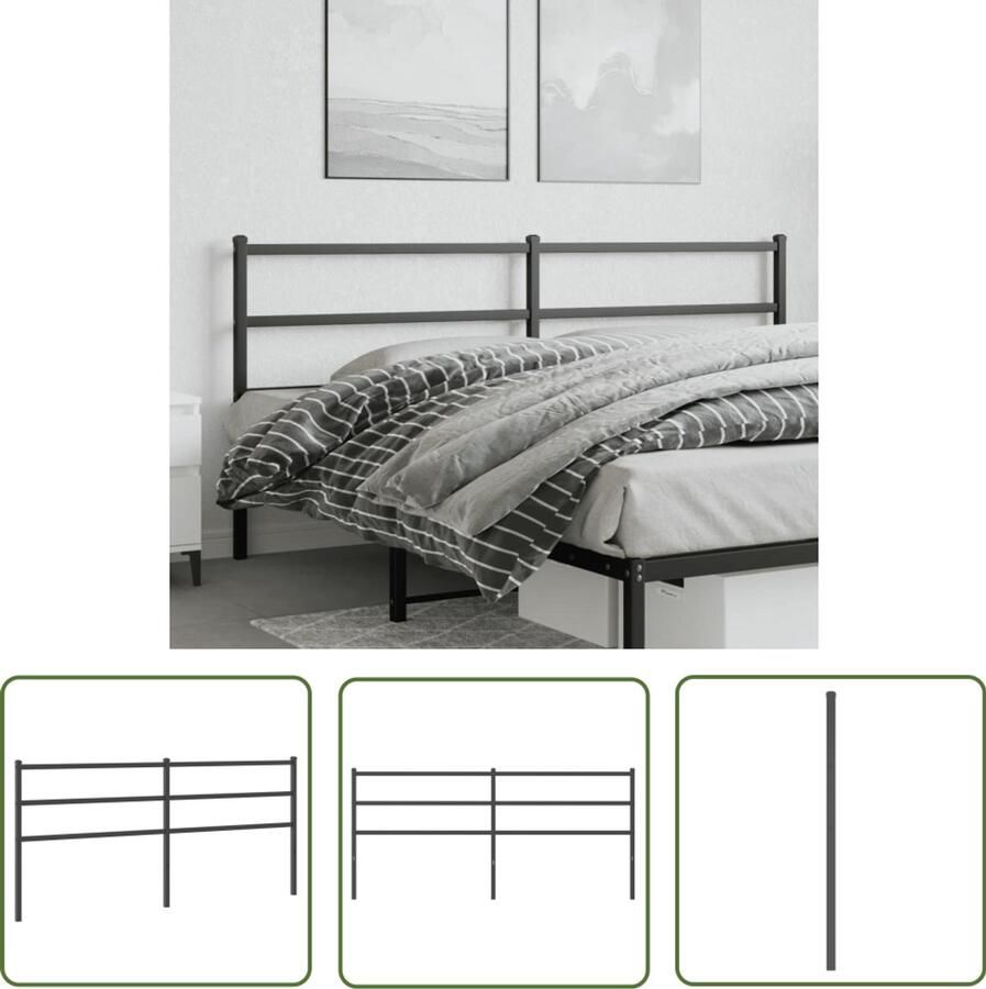 The Living Store Klassiek Hoofdbord 198 x 90 cm Robuust gepoedercoat staal Hoofdbord Hoofdbekleding Beddecoratie Klassiek Hoofdbord Metalen Hoofdbord