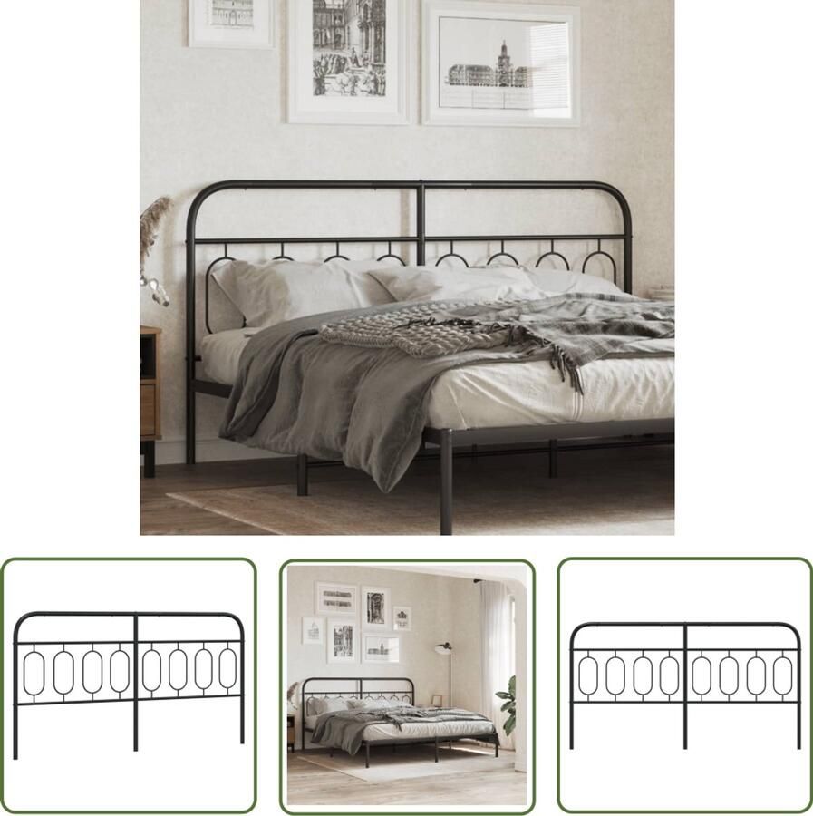 The Living Store Hoofdbord Staal Zwart 198 x 100 cm Stevig en Stabiel Hoofdbord Hoofdbekleding Beddecoratie Staal Hoofdbord Zwart Hoofdbord