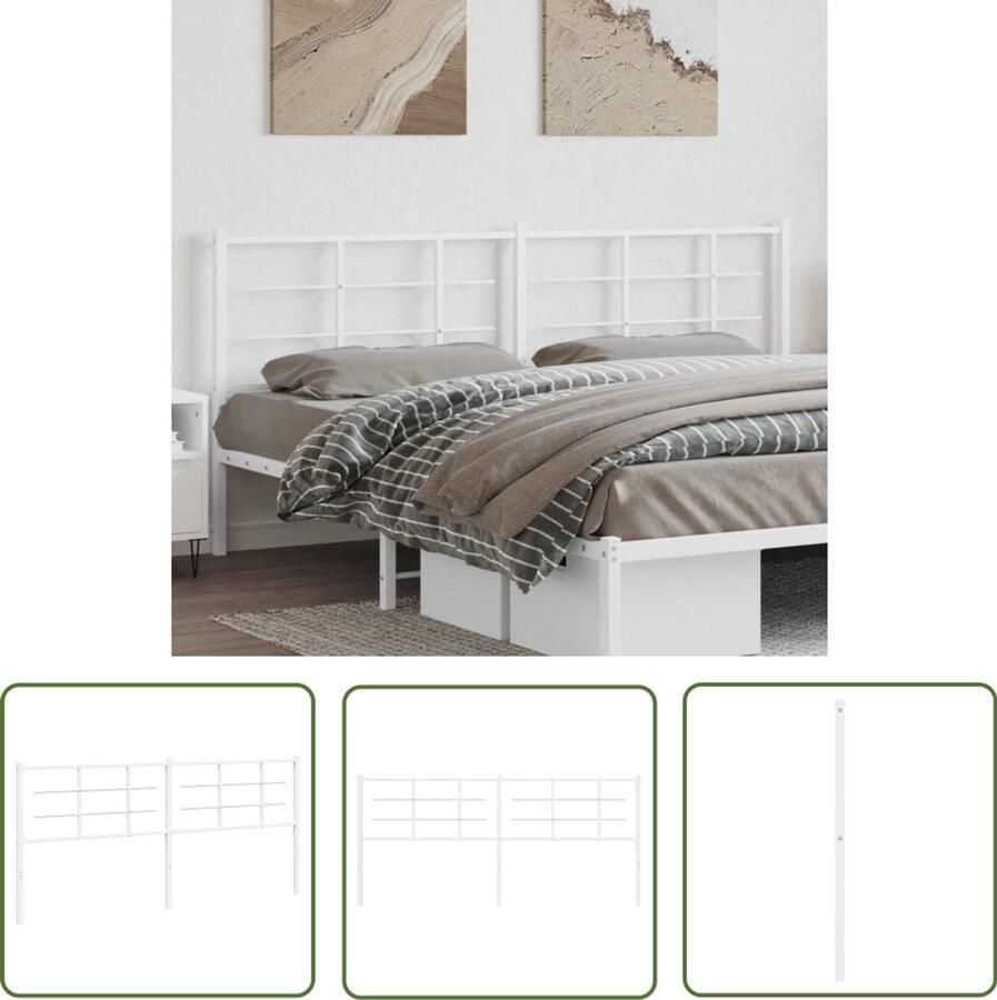 The Living Store Hoofdbord Trendy Metalen Constructie 206 x 90 cm Wit Hoofdbord Hoofdbekleding Beddecoratie Metalen Hoofdbord Wit Hoofdbord