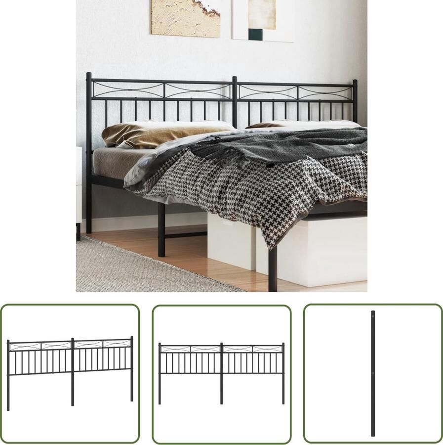 The Living Store Hoofdbord Klassiek Metaal Zwart 206 x 3 x 97 cm Robuuste Metalen Constructie Hoofdbord Hoofdbekleding Beddecoratie Klassiek Hoofdbord Metalen Hoofdbord - Foto 3