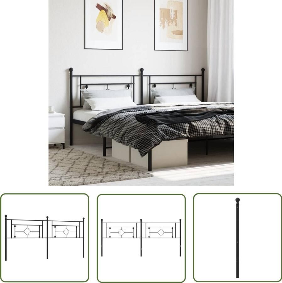 The Living Store Hoofdbord Klassiek Metaal Zwart 206 x 3 x 97 cm Robuuste Metalen Constructie Hoofdbord Hoofdbekleding Beddecoratie Klassiek Hoofdbord Metalen Hoofdbord