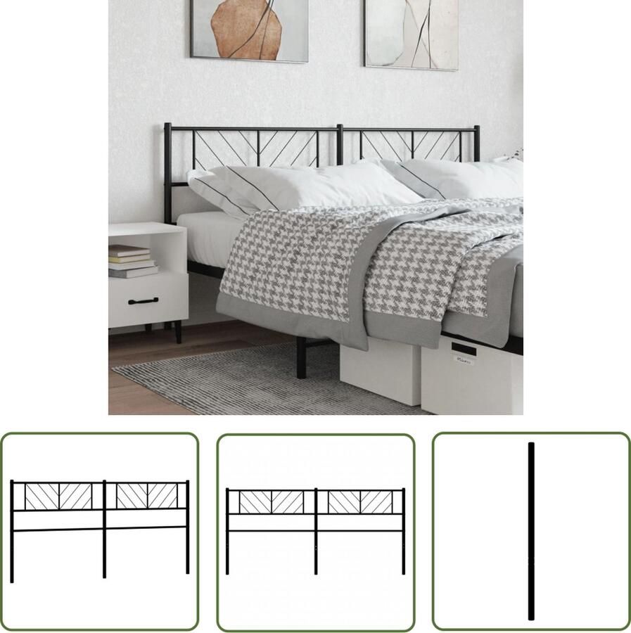 The Living Store Hoofdbord Metalen 206 x 3 x 90 cm Zwart Hoofdbord Hoofdbekleding Beddecoratie Metalen Hoofdbord Zwart Hoofdbord