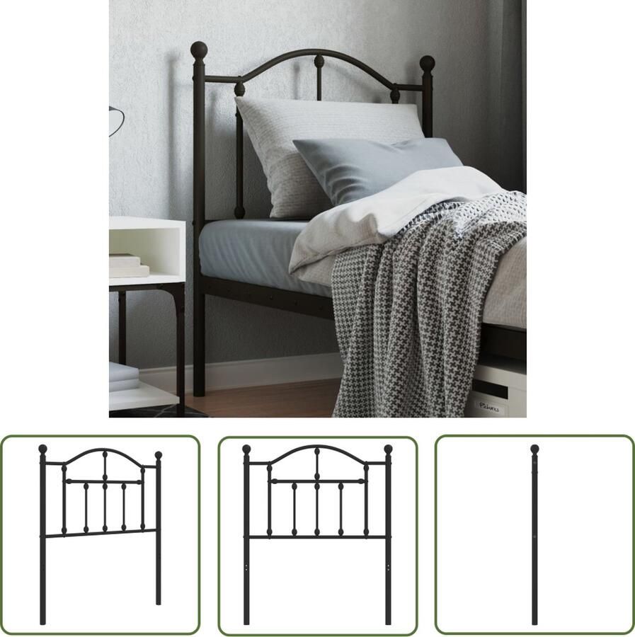The Living Store Hoofdbord Zwarte Staal 80x3x97 cm Trendy Ontwerp Hoofdbord Hoofdbekleding Beddecoratie Slaapkamerstijl Staal Hoofdbord