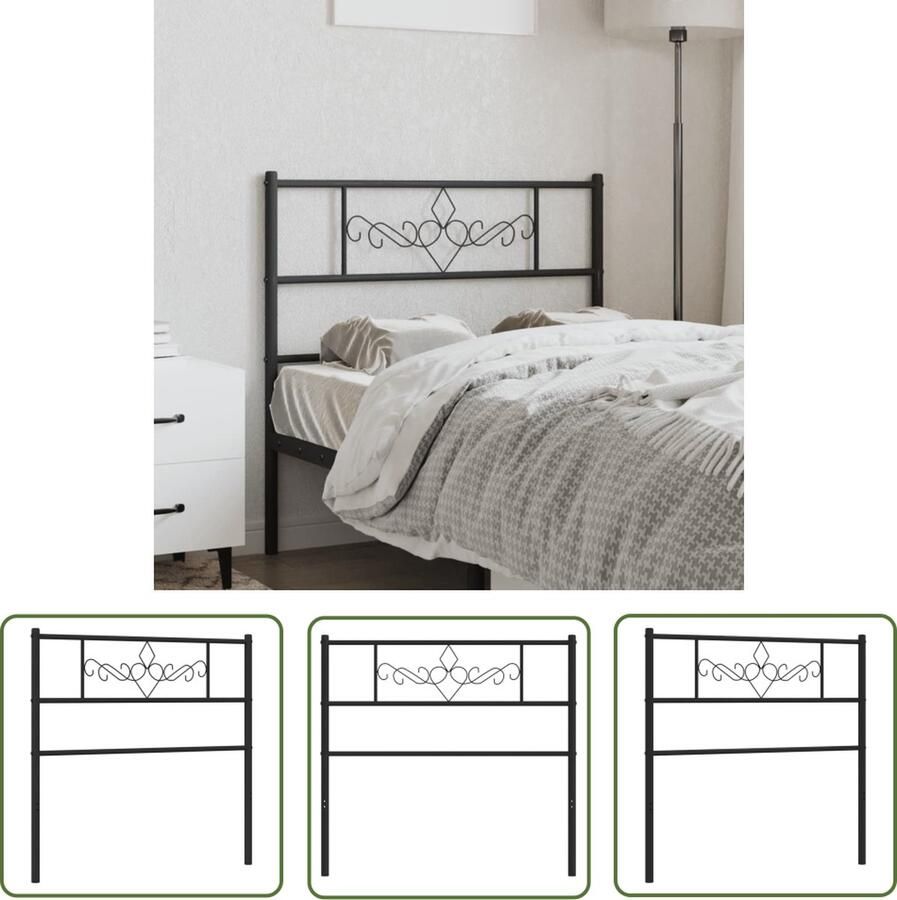 The Living Store Hoofdbord Trendy Metaal 80 x 3 x 90 cm Zwart Hoofdbord Hoofdbekleding Beddecoratie Slaapkamervloer Modern Interieur