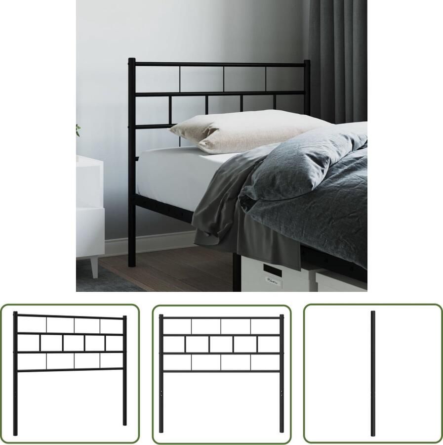 The Living Store Hoofdbord Klassiek Trendy Design Staal Zwart 85x3x90 cm Hoofdbord Hoofdbekleding Slaapcomfort Beddecoratie Staal