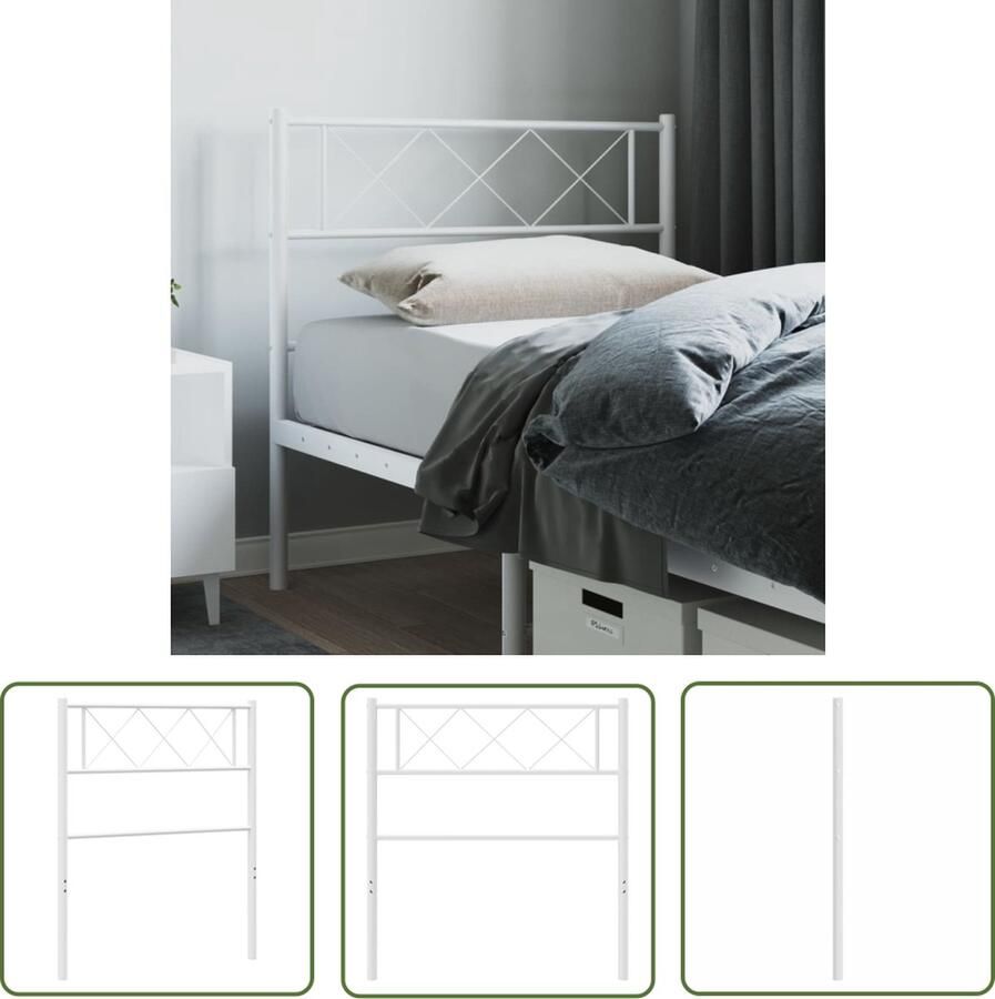The Living Store Hoofdbord Classic Collection Metaal 95 x 3 x 90 cm Stevig en stabiel Hoofdbord Hoofdbekleding Beddecoratie Metalen Hoofdbord Wit Hoofdbord - Foto 3