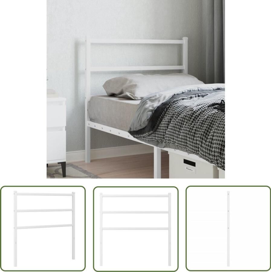 The Living Store Hoofdbord Classic Collection Metaal 95 x 3 x 90 cm Stevig en stabiel Hoofdbord Hoofdbekleding Beddecoratie Metalen Hoofdbord Wit Hoofdbord