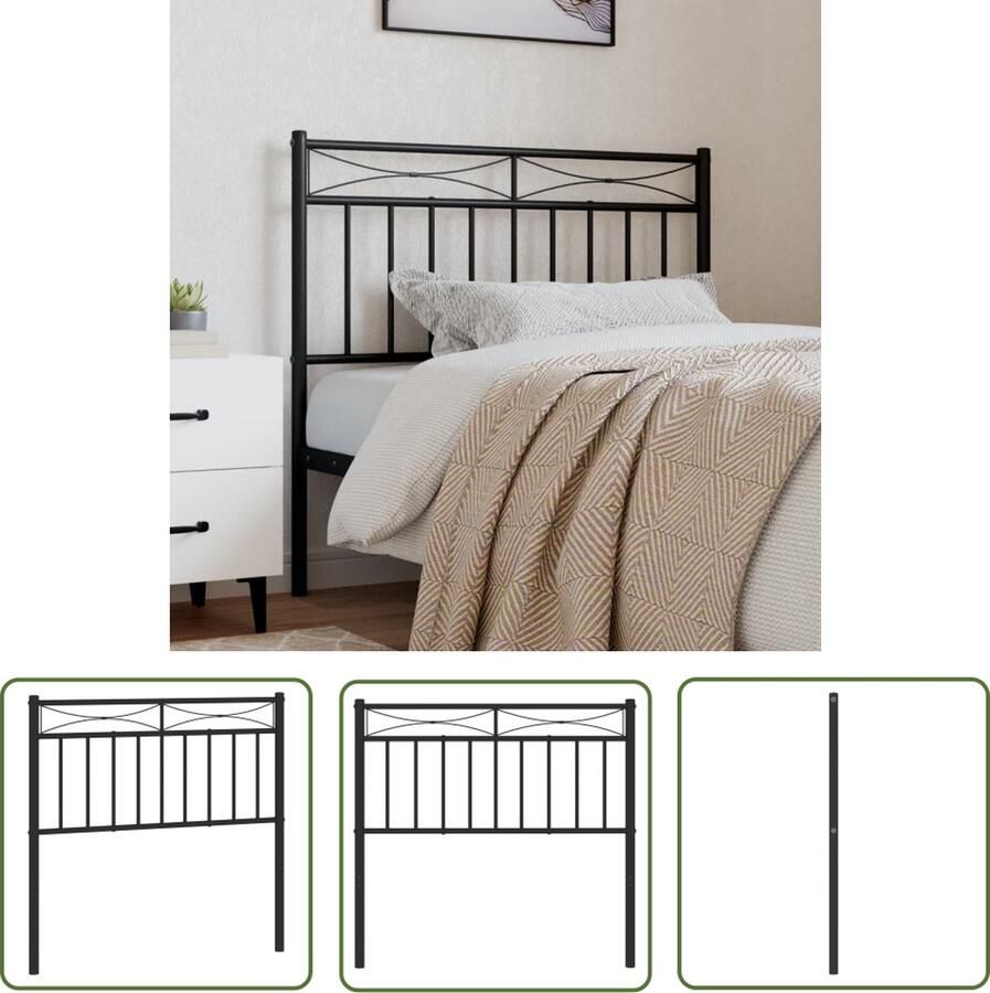 The Living Store Hoofdbord Metalen 95 x 3 x 91 cm Zwart Staal Hoofdbord Hoofdbekleding Beddecoratie Metalen Hoofdbord Zwart Hoofdbord - Foto 2