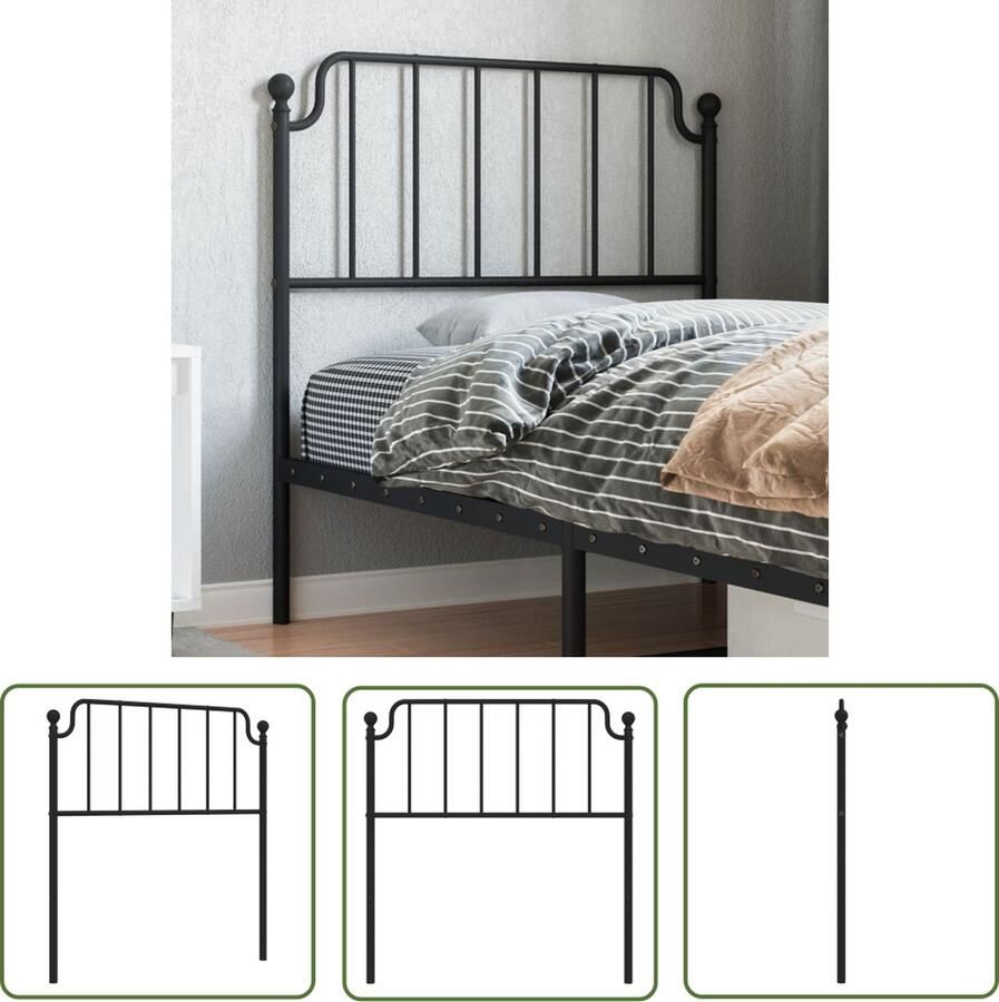 The Living Store Hoofdbord Metalen 95 x 3 x 91 cm Zwart Staal Hoofdbord Hoofdbekleding Beddecoratie Metalen Hoofdbord Zwart Hoofdbord