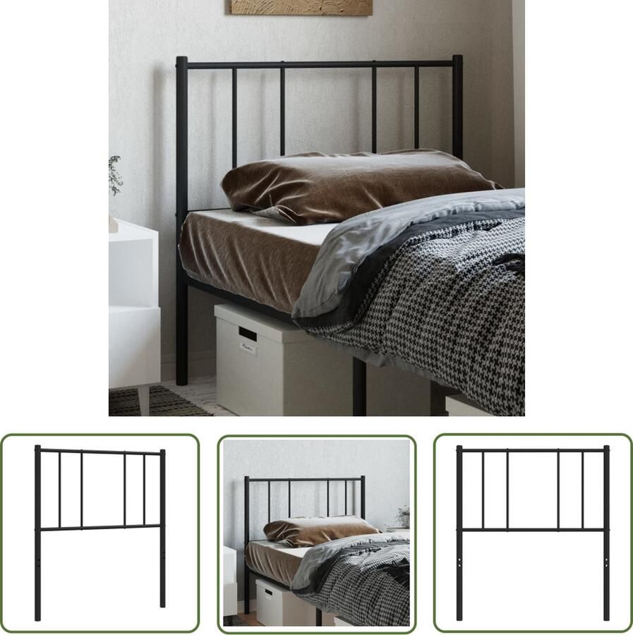 The Living Store Hoofdbord Metaal 95 x 3 x 90 cm Zwarte kleur Hoofdbord Hoofdbekleding Beddecoratie Slaapkamers Metalen Hoofdbord