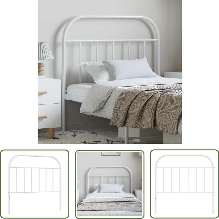 The Living Store Hoofdbord Trendy Metaal Wit 105 x 3 x 100 cm Robuuste constructie Hoofdbord Hoofdbekleding Beddecoratie Slaapkamers Modern Interieur