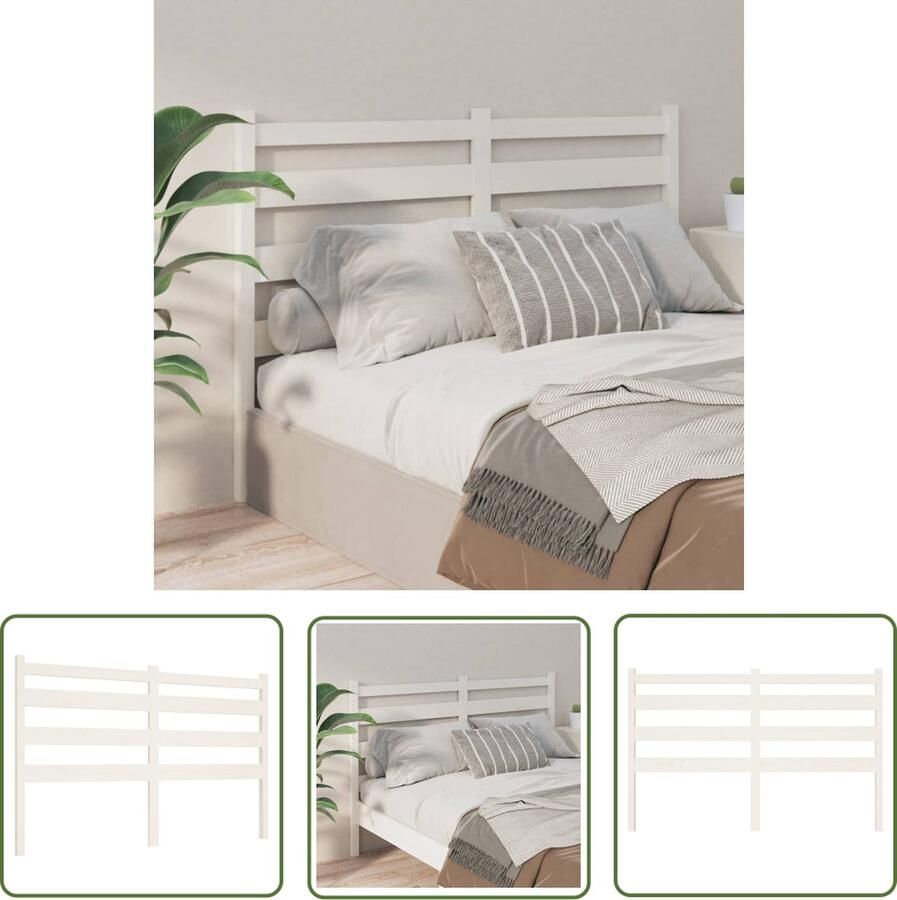 The Living Store Houten Hoofdeinde wit 206 x 4 x 100 cm Massief Grenenhout Houten Hoofdbord Hoofdbekleding Beddecoratie Slaapkamerstijl Wit Hoofdbord