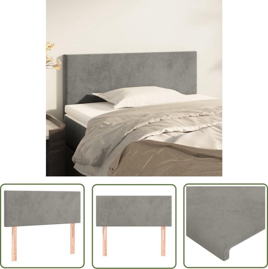 The Living Store Klassiek Hoofdbord Lichtgrijs 100 x 5 x 78 88 cm Fluweel Houten Poten Klassieke Hoofdbord Hoofdboard Grijs Velvet Hoofdbord Met Pootjes Beddecoratie