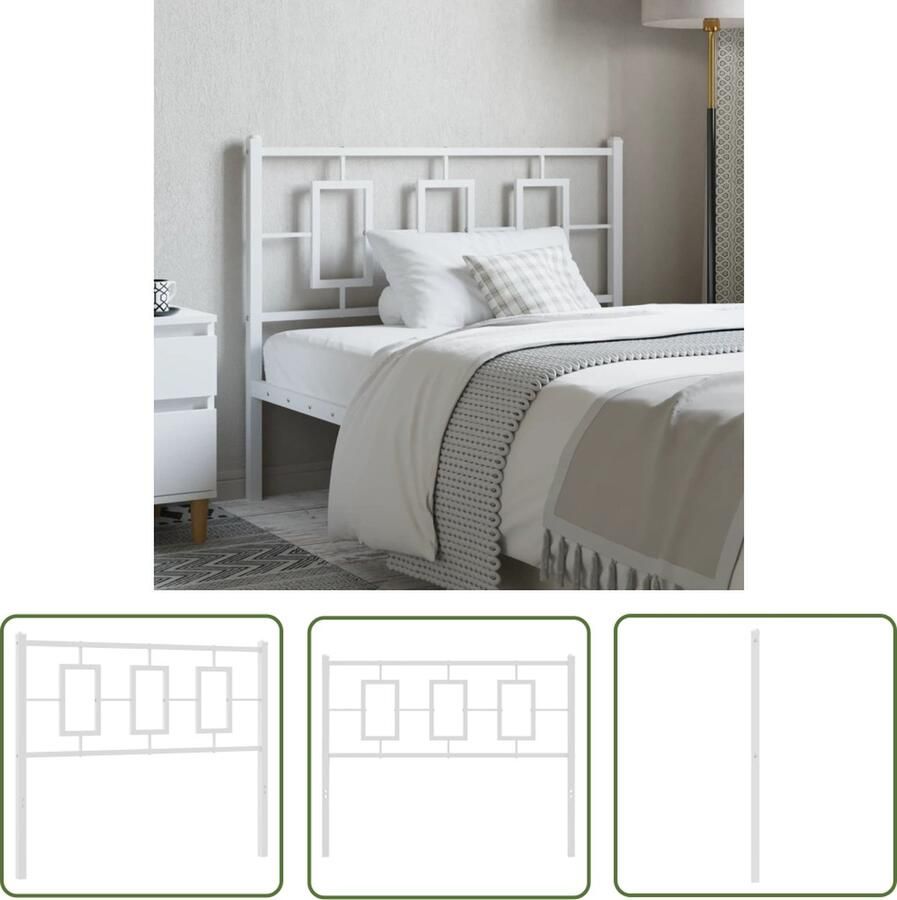 The Living Store metalen hoofdbord 112 x 91 cm wit Stalen hoofdbord voor stabiele en comfortabele ondersteuning Hoofdbord Hoofdboard Metalen Hoofdbord Witte Hoofdbord Slaapkamers
