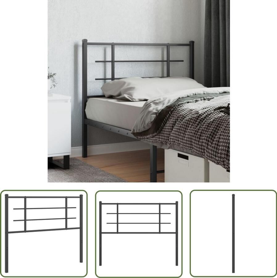 The Living Store Hoofdbord Metalen Hoofdbord 112 x 90 cm Robuust stalen ontwerp Hoofdbord Hoofdboard Metalen Hoofdbord Zwart Hoofdbord Hoofdkussen