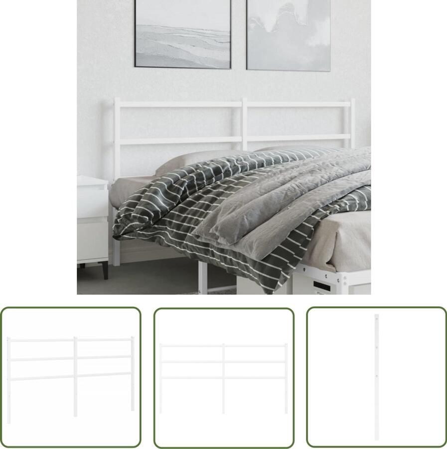 VidaXL Hoofdbord 150 cm metaal wit Hoofdbord Hoofdboard Staal Hoofdbord Wit Hoofdbord Beddecoratie