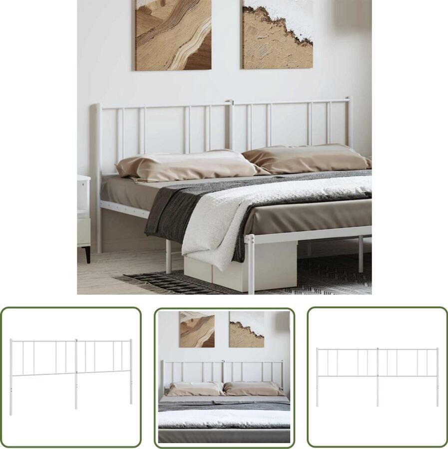 The Living Store Hoofdbord Metalen Hoofdbord Wit 187 x 3 x 90 cm Staal Hoofdbord Hoofdboard Beddecoratie Slaapkamer Decoratie Metalen Hoofdbord - Foto 2