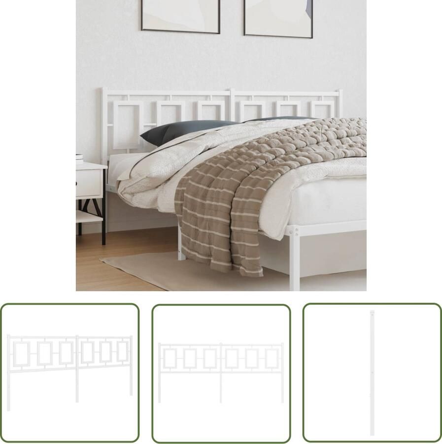 The Living Store Hoofdbord Metalen Hoofdbord 187 x 91 cm Wit Hoofdbord Hoofdboard Metalen Hoofdbord Hoofdeinde Beddecoratie