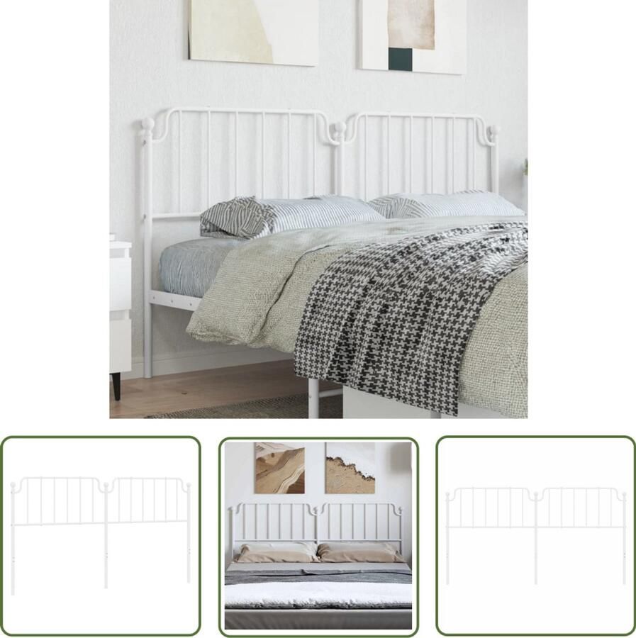 The Living Store Hoofdbord Stalen Hoofdbord 187 x 102 cm Wit Hoofdbord Hoofdboard Staal Hoofdbord Wit Hoofdbord Beddecoratie
