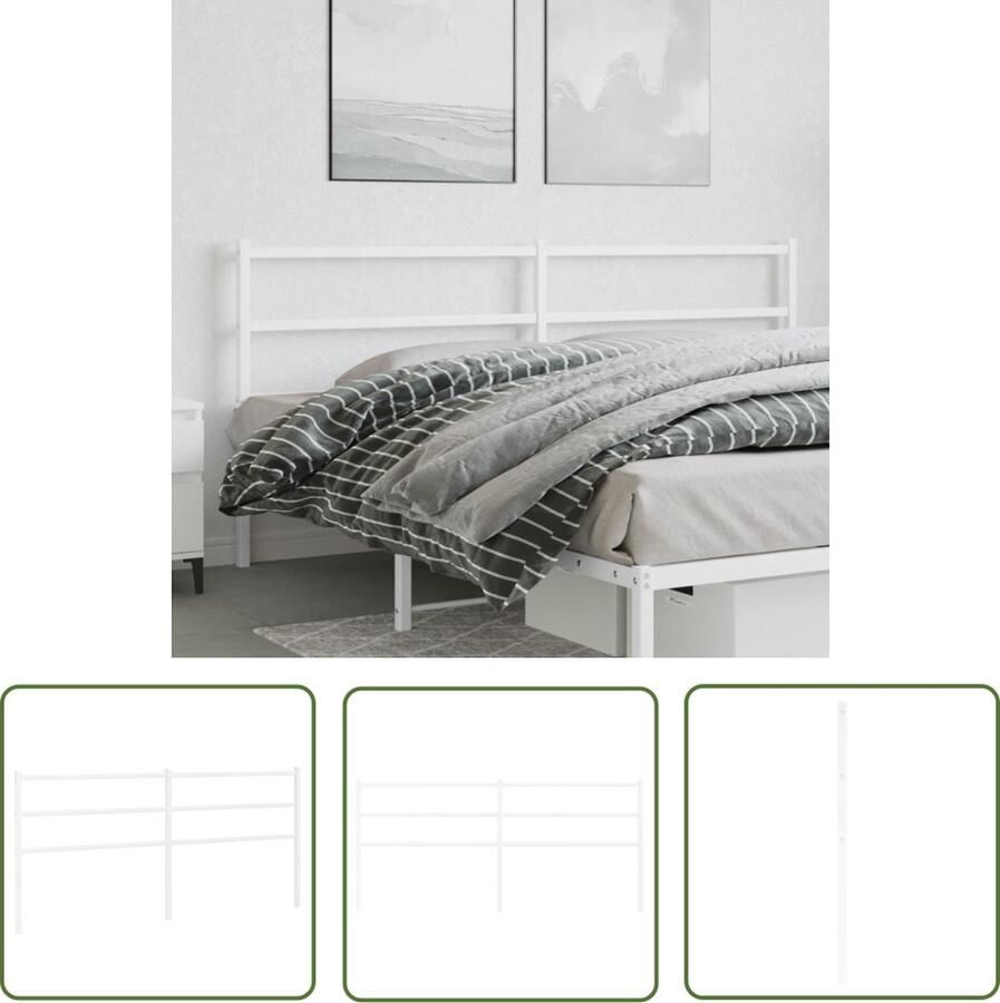 The Living Store Hoofdbord Trendy Metaal 206 x 90 cm Wit Hoofdbord Hoofdboard Beddecoratie Slaapkamervloerisolator Metalen Hoofdbord