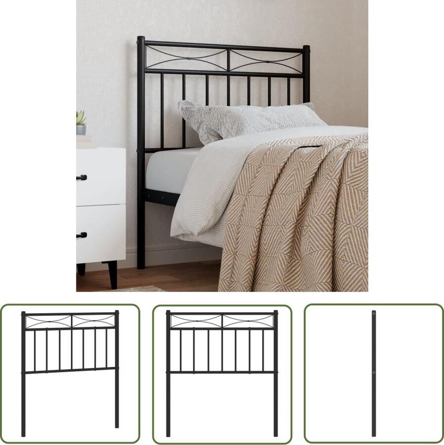 The Living Store Hoofdbord Metaal 80 x 3 x 91 cm Zwart Hoofdbord Hoofdboard Beddecoratie Slaapkamerstijl Zwarte Meubels