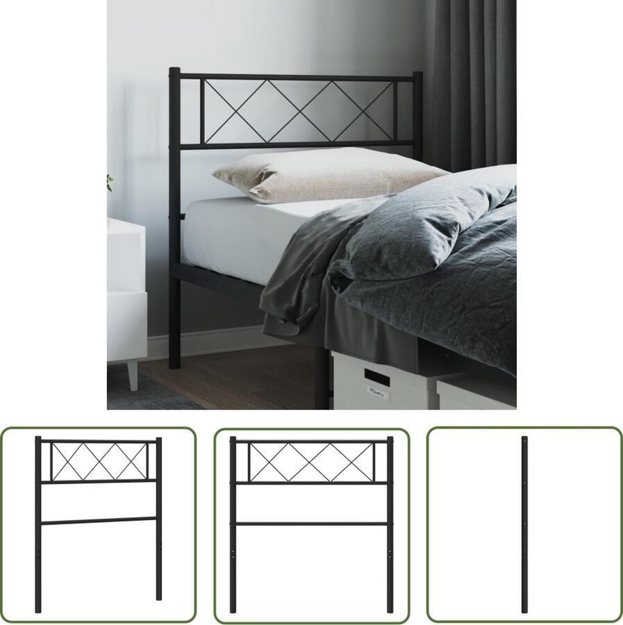 The Living Store Hoofdbord Metalen Hoofdbord Zwart 80 x 3 x 90 cm Stevig en Stabiel Hoofdbord Hoofdboard Metalen Hoofdbord Zwarte Hoofdbord Slaapkamersdecoratie