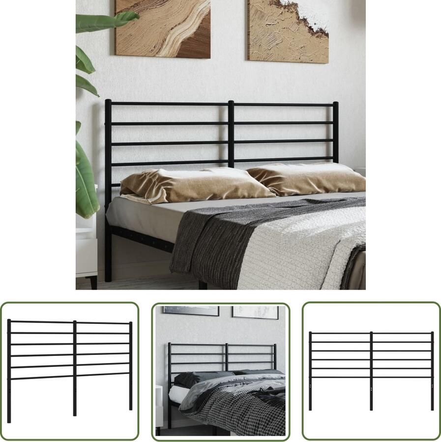 The Living Store Hoofdbord Metalen bedhoofd 125 x 90 cm Zwart Hoofdbord Hoofdboard Metalen Hoofdbord Zwart Hoofdbord Beddecoratie