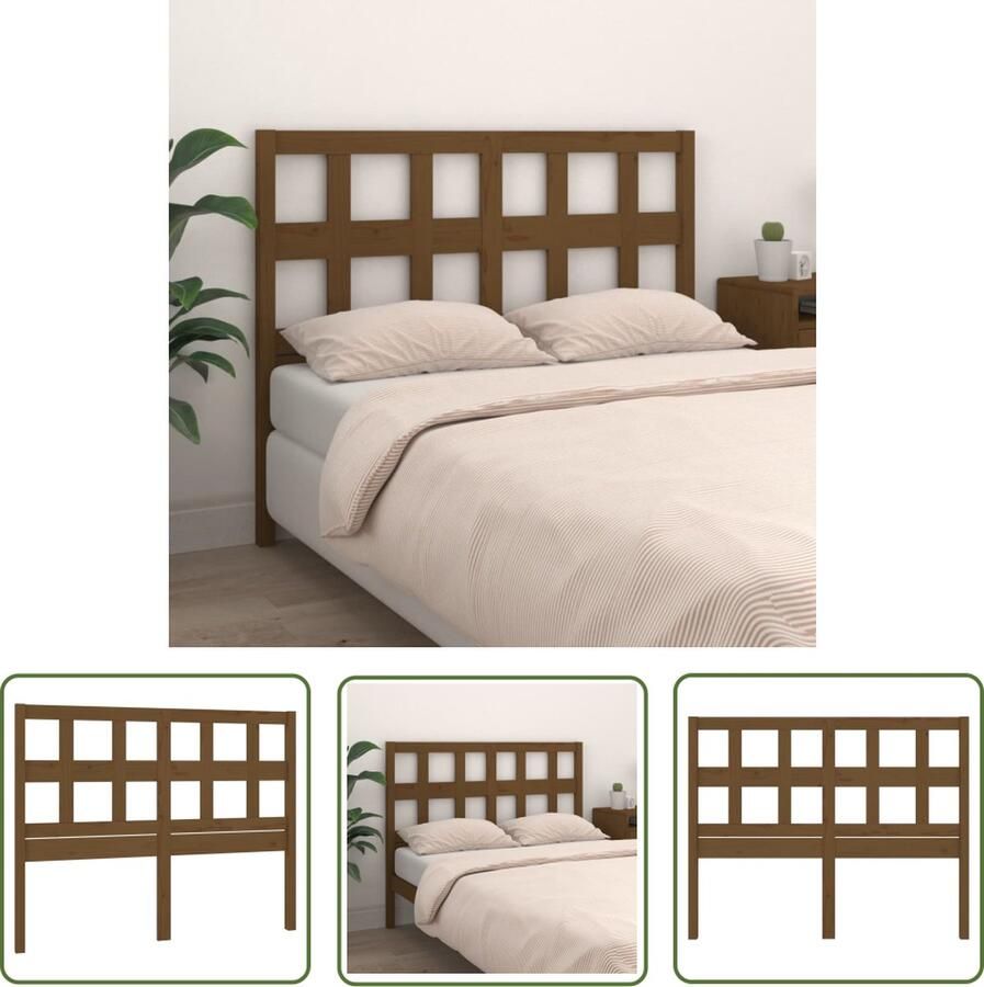 The Living Store Houten Hoofdeinde Honingbruin 205.5 x 4 x 100 cm Rustieke Charme Houten Hoofdbord Hoofdboard Hoofdkussen Bedroom Decor Rustic Furniture