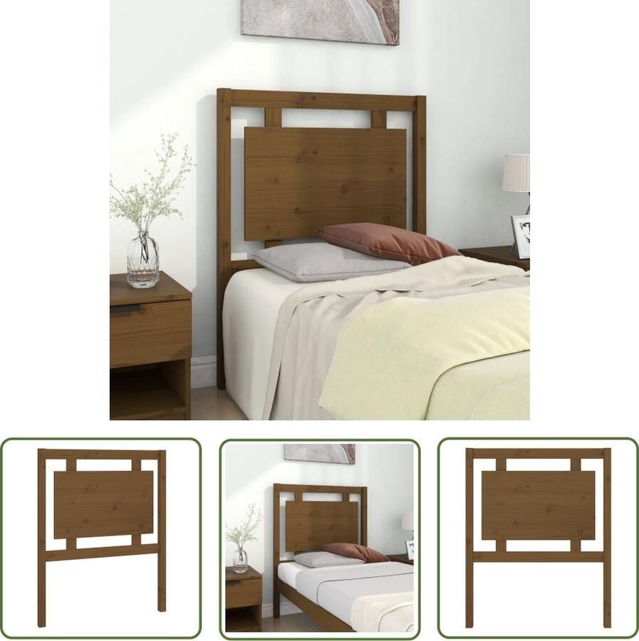 The Living Store Hoofdbord 80 5x4x100 cm massief grenenhout honingbruin Houten Hoofdbord Hoofdboard Hoofdeinde Grenenhout Meubilair Bruine Hoofdbord
