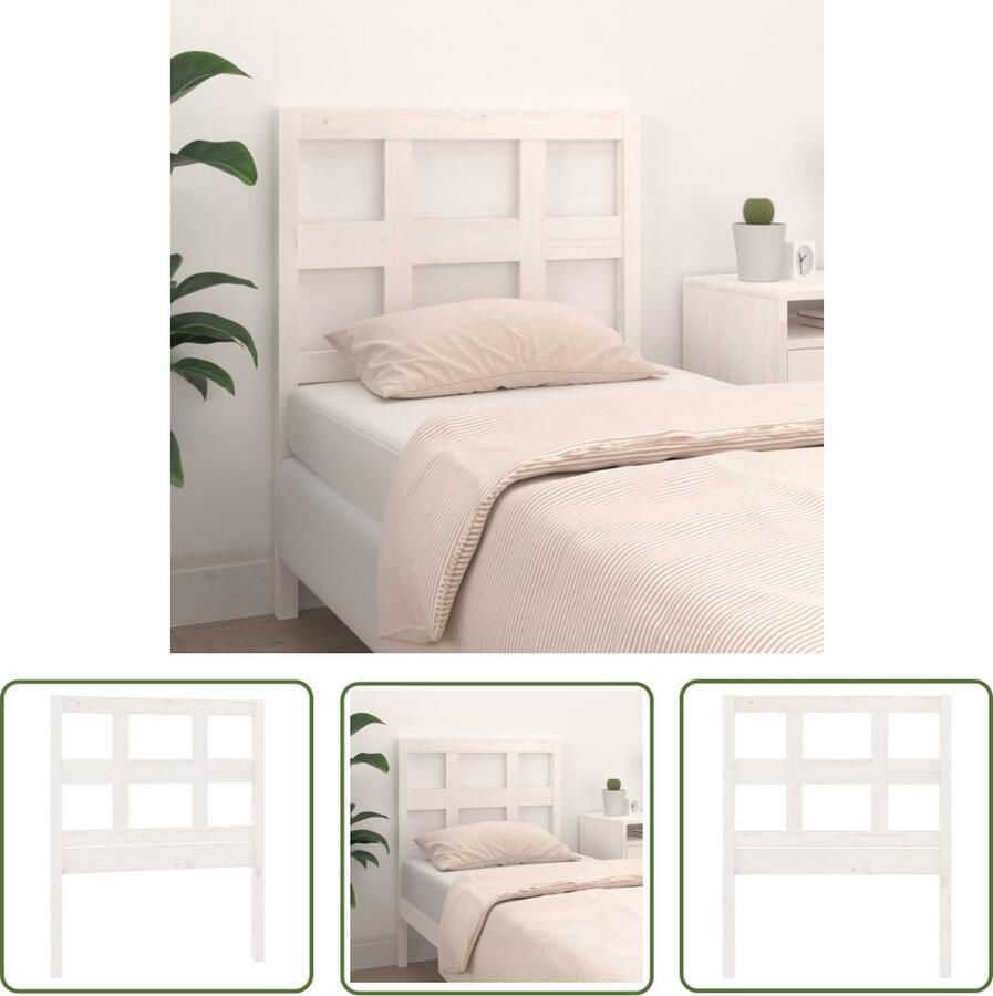 The Living Store Houten Hoofdeinde Grenenhout 80.5 x 4 x 100 cm Rustiek Wit Houten Hoofdbord Hoofdboard Hoofdeinde Rustic Headboard Vintage Headboard