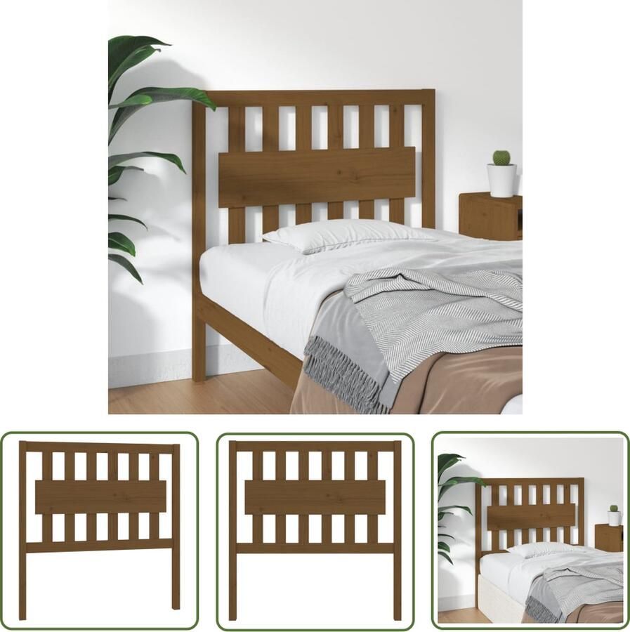 The Living Store Hoofdbord 95 5x4x100 cm massief grenenhout honingbruin Houten Hoofdbord Hoofdboard Hoofdeinde Rustic Decor Grenenhout Meubels
