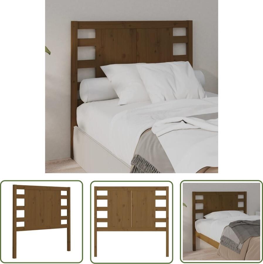 The Living Store Hoofdbord 81x4x100 cm massief grenenhout honingbruin Houten Hoofdeinde Hoofdboard Rustic Decor Bruine Meubels Slaapkamerdecoratie