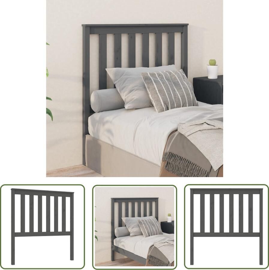 The Living Store Houten Hoofdeinde Grijs 96 x 6 x 101 cm Massief Grenenhout Houten Hoofdeinde Hoofdboard Griezelig Hoofdbord Beddecoratie Slaapkamerstijl